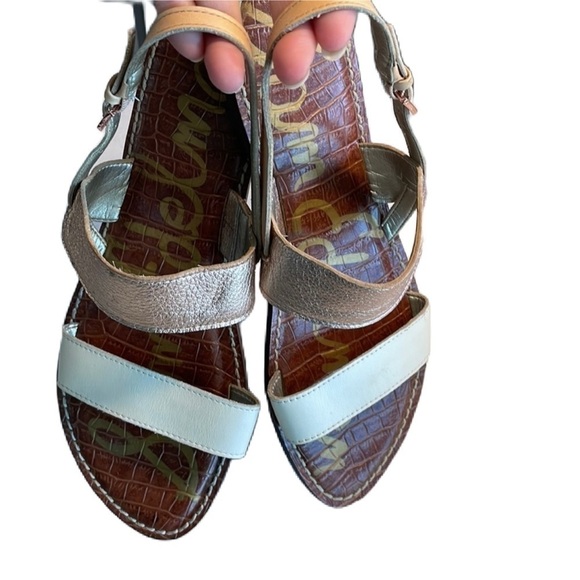 Sz9.5 Sam Edelman Cream/Copper Leather 2 strap with adj ankle strap EUC - Picture 9 of 13